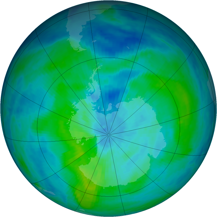 Antarctic ozone map for 12 March 1987